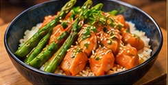 Donburi Salmon Asparagus