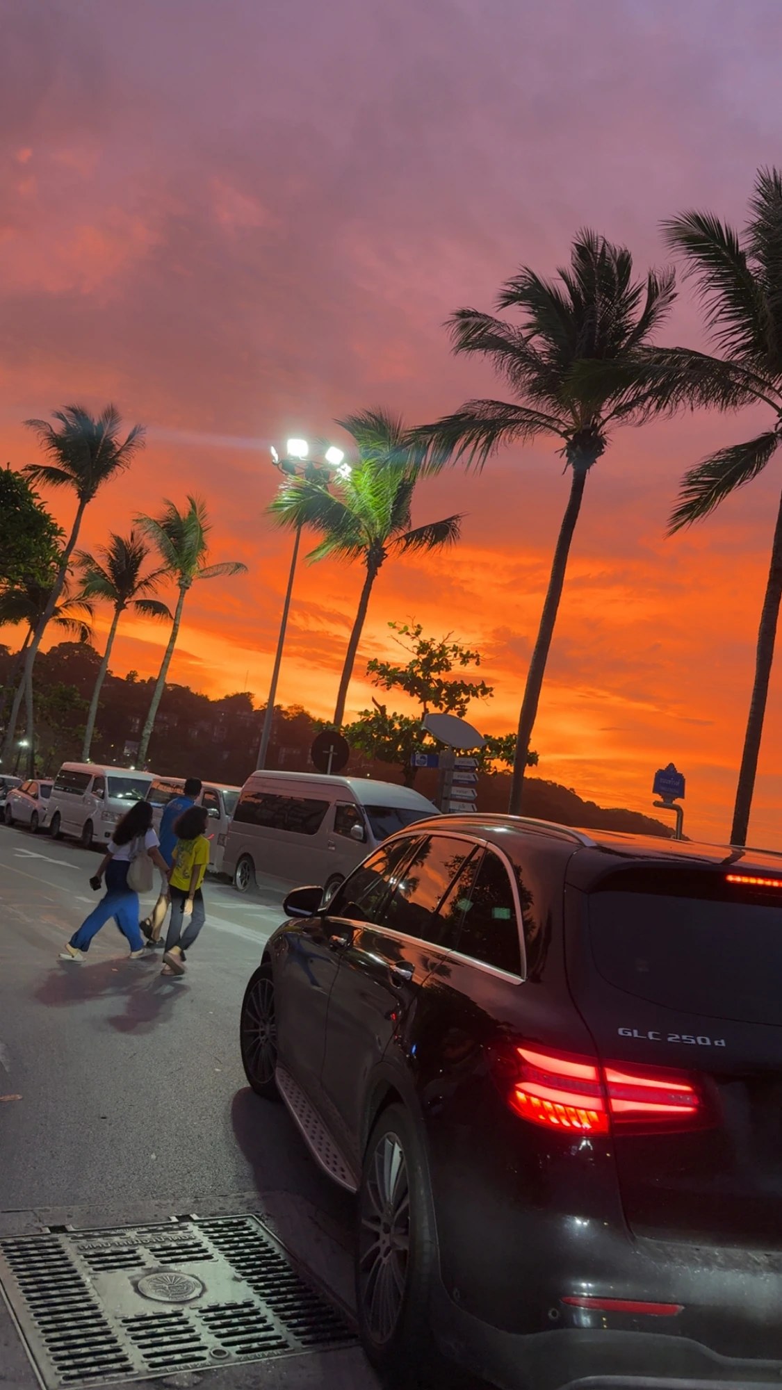 Patong street at sunset